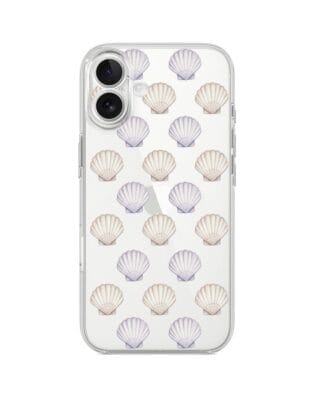 Etui do iPhone 16 Plus przeźroczyste, silikonowe Flexi, Summer Patterns, pastelowe muszelki