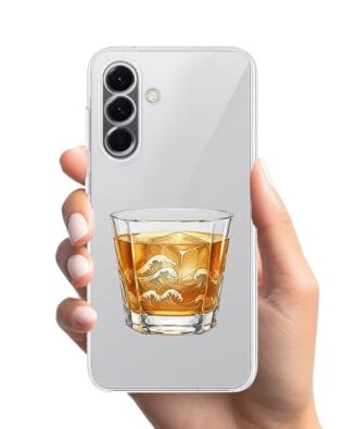Etui do Samsung Galaxy A57 przeźroczyste, silikonowe Flexi, Paradise, Whiskey on the rocks