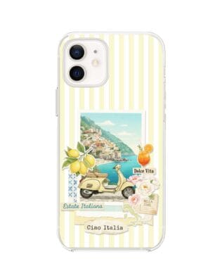 Etui do iPhone 12 Mini z MagSafe przeźroczyste, silikonowe Flexi, Italian Summer, Ciao Italia