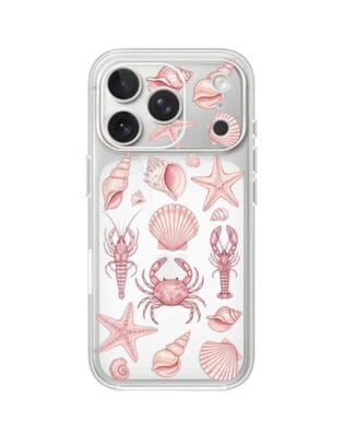 Etui do iPhone 17 Pro Max przeźroczyste, silikonowe Flexi, Summer Patterns, krewetkowy róż