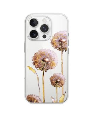 Etui do iPhone 13 Pro Max przeźroczyste, silikonowe Flexi, Kwiaty, fioletowe dmuchawce