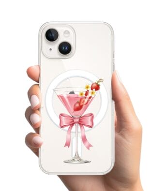 Etui do iPhone 14 Plus z MagSafe przeźroczyste, silikonowe Flexi, Paradise, Strawberry Martini