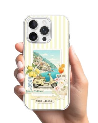 Etui do iPhone 16 Pro Max przeźroczyste, silikonowe Flexi, Italian Summer, Ciao Italia