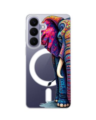 Etui do Samsung Galaxy S26 Plus z MagSafe przeźroczyste, silikonowe Flexi, Dzika Mandala, Słoń
