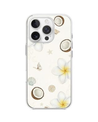 Etui do iPhone 16 Pro Max przeźroczyste, silikonowe Flexi, Summer Patterns, hawajskie kokosy