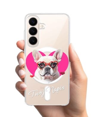 Etui do Samsung Galaxy S26 Plus z MagSafe przeźroczyste, silikonowe Flexi, Puppy Love, pies rasy Buldog Francuski