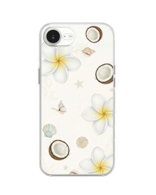 Etui do iPhone 16e z MagSafe przeźroczyste, silikonowe Flexi, Summer Patterns, hawajskie kokosy