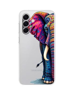 Etui do Samsung Galaxy A57 przeźroczyste, silikonowe Flexi, Dzika Mandala, Słoń