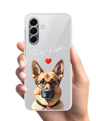 Etui do Samsung Galaxy A57 przeźroczyste, silikonowe Flexi, Puppy Love, pies rasy Owczarek Niemiecki