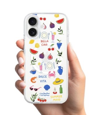 Etui do iPhone 16 z MagSafe przeźroczyste, silikonowe Flexi, Italian Summer, kolorowe wakacje