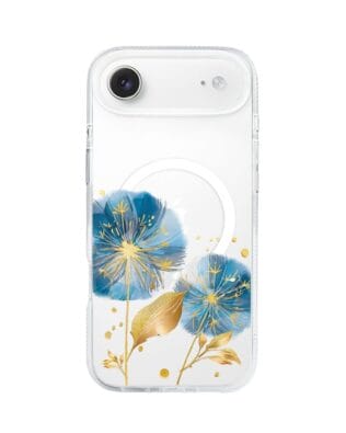 Etui do iPhone Air z MagSafe przeźroczyste, silikonowe Flexi, Kwiaty, niebieskie dmuchawce