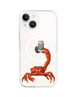 Etui do iPhone 13 z MagSafe przeźroczyste, silikonowe Flexi, Paradise, krab z piwem