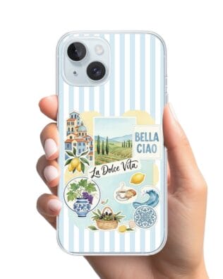 Etui do iPhone 15 Plus przeźroczyste, silikonowe Flexi, Italian Summer, La Dolce Vita