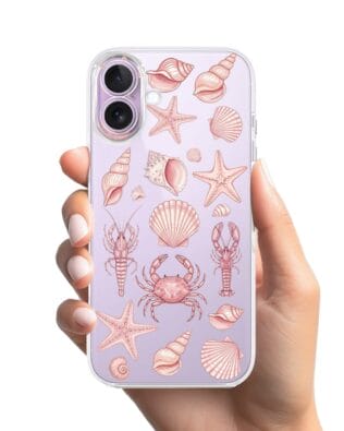 Etui do iPhone 17 przeźroczyste, silikonowe Flexi, Summer Patterns, krewetkowy róż