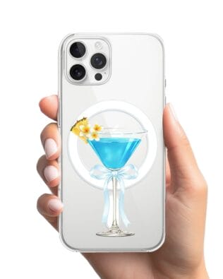 Etui do iPhone 12 Pro Max z MagSafe przeźroczyste, silikonowe Flexi, Paradise, Blue Hawaii