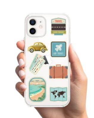 Etui do iPhone 12 Mini przeźroczyste, silikonowe Flexi, pocztowe znaczki