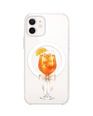 Etui do iPhone 12 Mini z MagSafe przeźroczyste, silikonowe Flexi, Paradise, Aperol Spritz