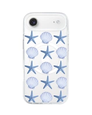 Etui do iPhone Air z MagSafe przeźroczyste, silikonowe Flexi, Summer Patterns, niebieskie rozgwiazdy