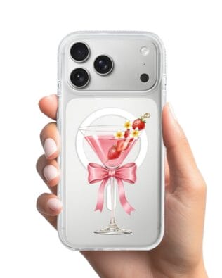 Etui do iPhone 17 Pro z MagSafe przeźroczyste, silikonowe Flexi, Paradise, Strawberry Martini