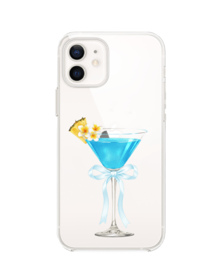 Etui do iPhone 12 Mini przeźroczyste, silikonowe Flexi, Paradise, Blue Hawaii