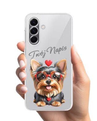 Etui do Samsung Galaxy A57 przeźroczyste, silikonowe Flexi, Puppy Love, pies rasy York