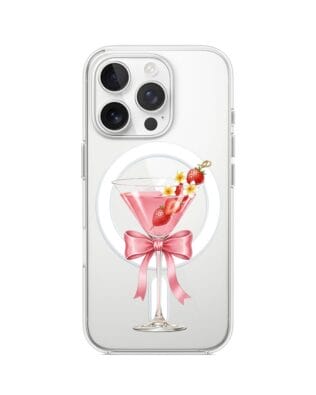 Etui do iPhone 13 Pro Max z MagSafe przeźroczyste, silikonowe Flexi, Paradise, Strawberry Martini
