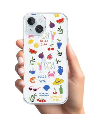 Etui do iPhone 15 Plus przeźroczyste, silikonowe Flexi, Italian Summer, kolorowe wakacje