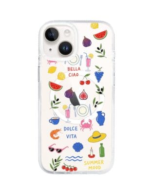 Etui do iPhone 14 z MagSafe przeźroczyste, silikonowe Flexi, Italian Summer, kolorowe wakacje