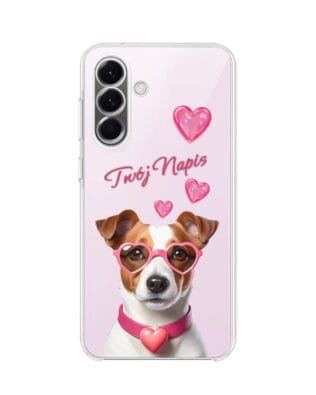 Etui do Samsung Galaxy A57 przeźroczyste, silikonowe Flexi, Puppy Love, pies rasy Jack Russell Terrier