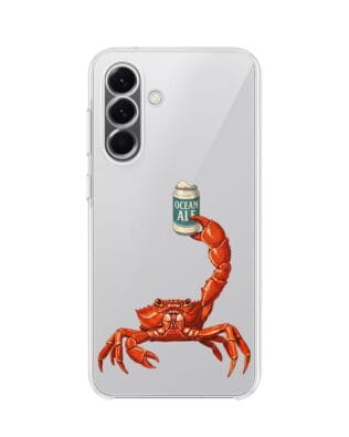 Etui do Samsung Galaxy A57 przeźroczyste, silikonowe Flexi, Paradise, krab z piwem