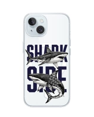 Etui do iPhone 15 Plus z MagSafe przeźroczyste, silikonowe Flexi, Summer Patterns, Shark side