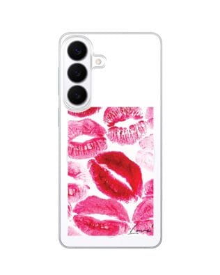 Etui do Samsung Galaxy S26 Plus z MagSafe przeźroczyste, silikonowe Flexi, pocałunki z napisem „love”