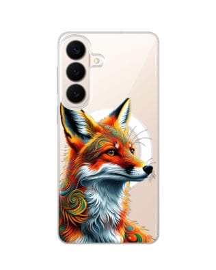 Etui do Samsung Galaxy S26 z MagSafe przeźroczyste, silikonowe Flexi, Dzika Mandala, Twarz lisa