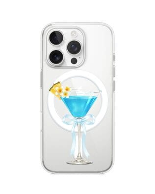 Etui do iPhone 13 Pro Max z MagSafe przeźroczyste, silikonowe Flexi, Paradise, Blue Hawaii