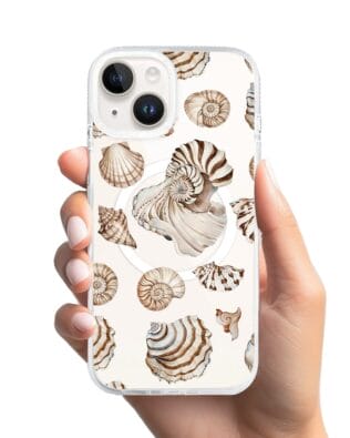 Etui do iPhone 14 z MagSafe przeźroczyste, silikonowe Flexi, Summer Patterns, ozdobne muszle