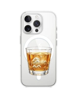 Etui do iPhone 15 Pro z MagSafe przeźroczyste, silikonowe Flexi, Paradise, Whiskey on the rocks