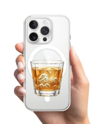 Etui do iPhone 16 Pro Max z MagSafe przeźroczyste, silikonowe Flexi, Paradise, Whiskey on the rocks