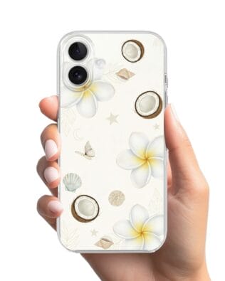 Etui do iPhone 17 przeźroczyste, silikonowe Flexi, Summer Patterns, hawajskie kokosy