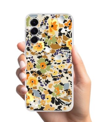 Etui do Samsung Galaxy A57 przeźroczyste, silikonowe Flexi, malowane kwiatki