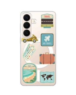 Etui do Samsung Galaxy S26 z MagSafe przeźroczyste, silikonowe Flexi, pocztowe znaczki