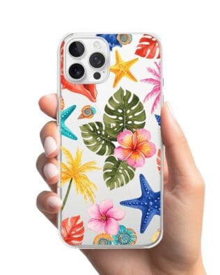 Etui do iPhone 12 Pro Max przeźroczyste, silikonowe Flexi, Summer Patterns, tropikalny wzór