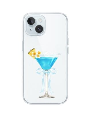 Etui do iPhone 15 Plus przeźroczyste, silikonowe Flexi, Paradise, Blue Hawaii