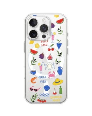 Etui do iPhone 16 Pro Max z MagSafe przeźroczyste, silikonowe Flexi, Italian Summer, kolorowe wakacje