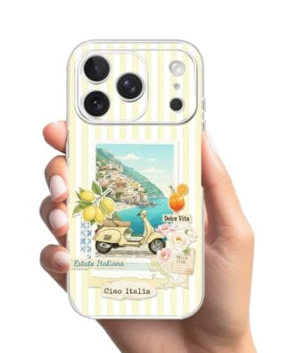 Etui do iPhone 17 Pro przeźroczyste, silikonowe Flexi, Italian Summer, Ciao Italia