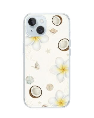 Etui do iPhone 15 Plus z MagSafe przeźroczyste, silikonowe Flexi, Summer Patterns, hawajskie kokosy