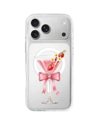 Etui do iPhone 17 Pro z MagSafe przeźroczyste, silikonowe Flexi, Paradise, Strawberry Martini