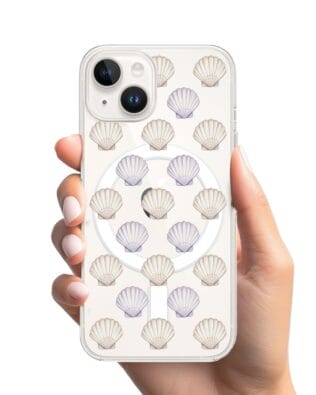 Etui do iPhone 14 Plus z MagSafe przeźroczyste, silikonowe Flexi, Summer Patterns, pastelowe muszelki