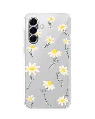 Etui do Samsung Galaxy A57 przeźroczyste, silikonowe Flexi, stokrotki