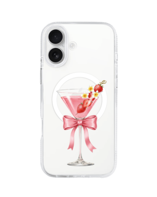Etui do iPhone 16 z MagSafe przeźroczyste, silikonowe Flexi, Paradise, Strawberry Martini