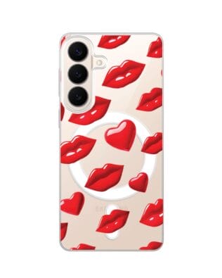 Etui do Samsung Galaxy S26 Plus z MagSafe przeźroczyste, silikonowe Flexi, czerwone usta